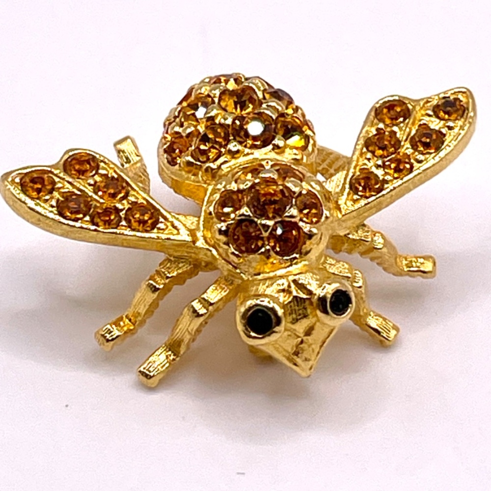 Joan Rivers Vintage Signed Gold Tone Citrine Bumble Bee Scatter Pin Brooch
